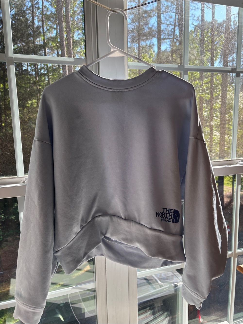 The North Face light blue Cropped Crew Sweatshirt with Logo